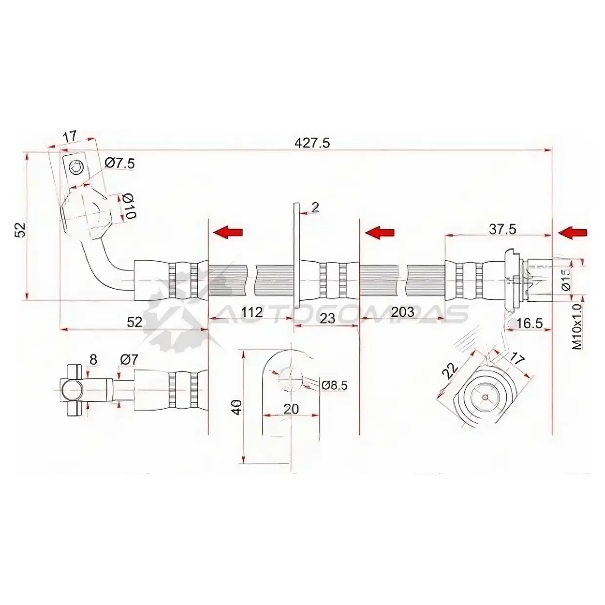 Тормозной шланг передний (Таиланд) Toyota LAND CRUISER/LEXUS LX470 98-07 слева SAT 12 MN9 ST9094702F29 1422822500