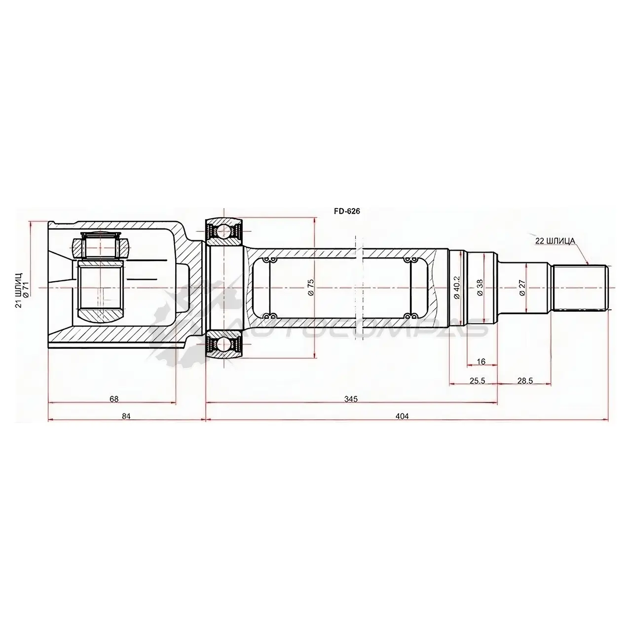 Шрус внутрений справа FORD FIESTA/FUSION 01-08 SAT JBPW V FD626 1422801738 изображение 0