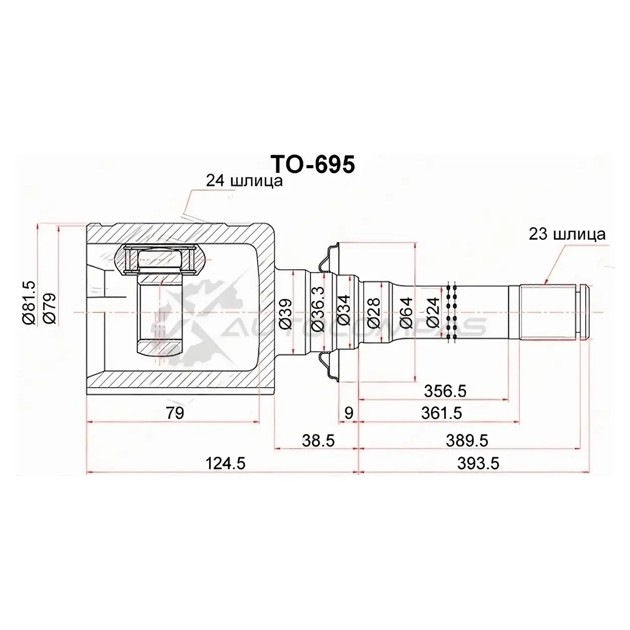 Шрус внутренний справа Toyota HIGHLANDER GSU45 07 SAT P SHDIXL 1440541641 TO695 изображение 0