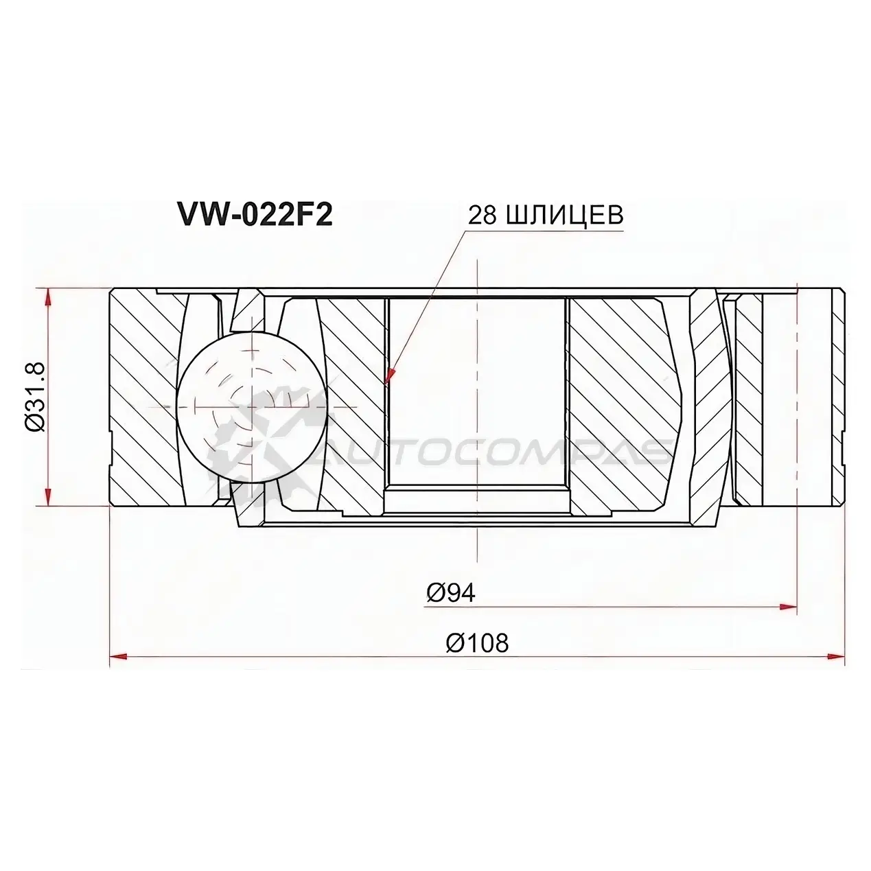 Шрус внутренний VOLKSWAGEN TRANSPORTER T4/T5 1,9D-2,8 90-15 SAT VW022F2 4 8GLINW 1440546402