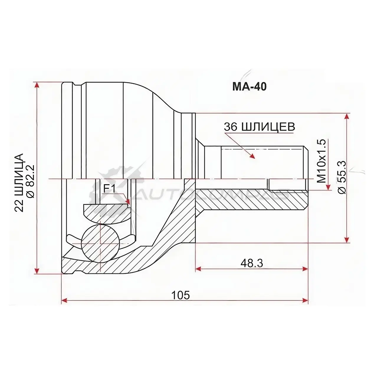 Шрус наружный MAZDA 3/AXELA 1.5/2.0 (ZY/LF) BK 03-05 SAT 1436726027 W6A8O I MA40 изображение 0