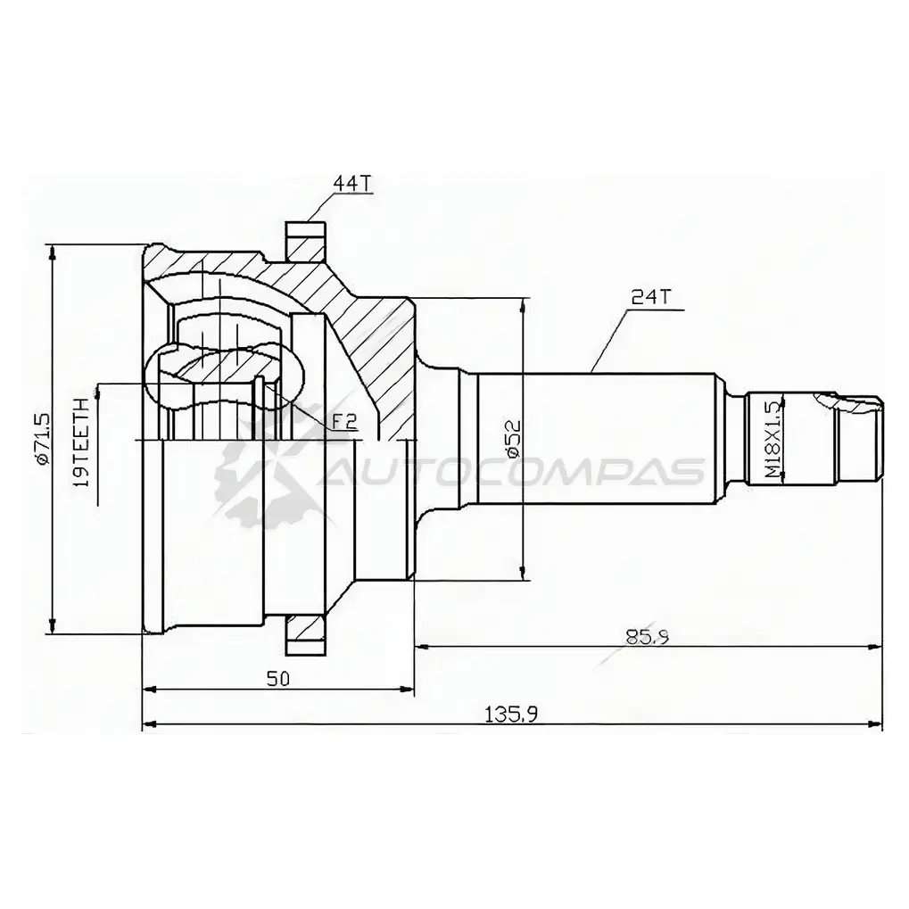 Шрус наружный MAZDA DEMIO/FORD FESTIVA 96-02 ABS SAT 1422810540 MA14A44 CV TNL изображение 0