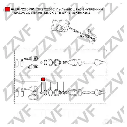 Пыльник шруса ZZVF 1424993711 EF 0YC ZVP225PM изображение 1