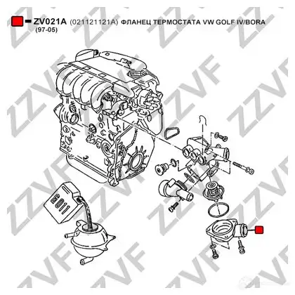 Фланец охлаждающей жидкости ZZVF 6K KYH 1424488108 ZV021A изображение 2