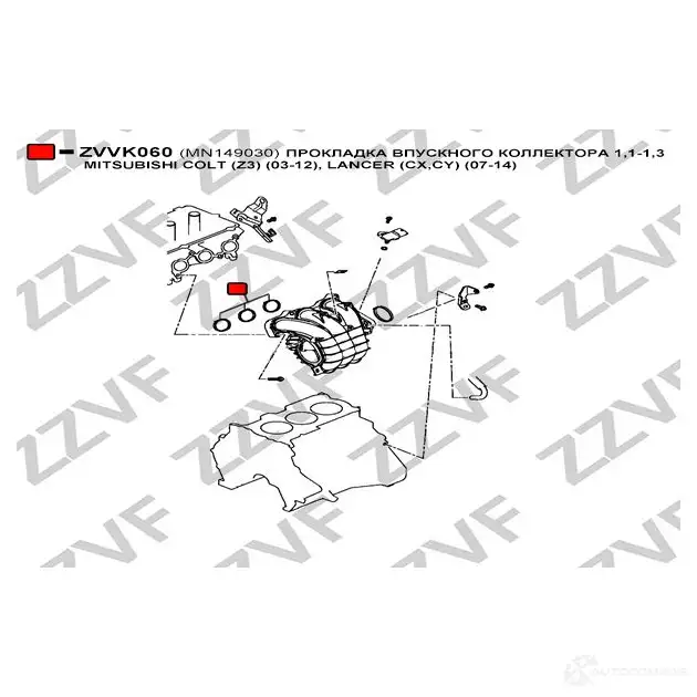 Прокладка впускного коллектора ZZVF ZVVK060 GN SAL5W 1437882682 изображение 1