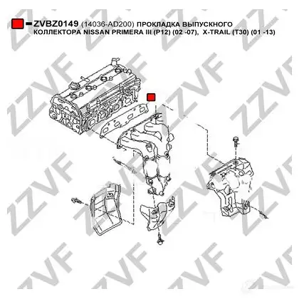 Прокладка выпускного коллектора ZZVF 1437882719 2XC 1MQ1 ZVBZ0149 изображение 1