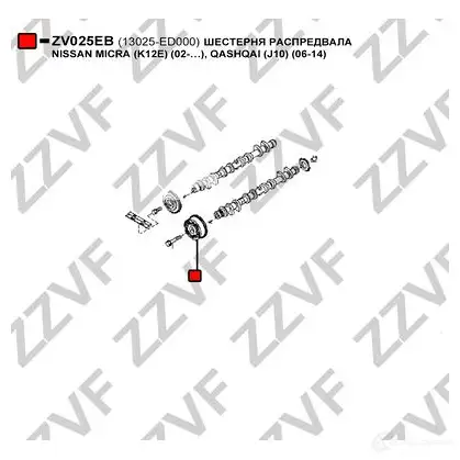 Шестерня распредвала ZZVF 1424395887 ZV025EB TT4Z 2T