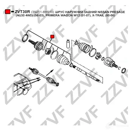 Шрус граната ZZVF 1424705930 QZDA 0 ZVT30R изображение 1