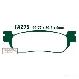 Тормозные колодки, комплект EBC sfa275 1437392280 0K7S ZGF