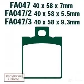 Тормозные колодки, комплект EBC 1437393255 sfa047hh T99L KX1