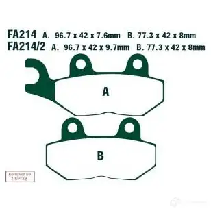 Тормозные колодки, комплект EBC 1YB2 8P fa2142 1437391141