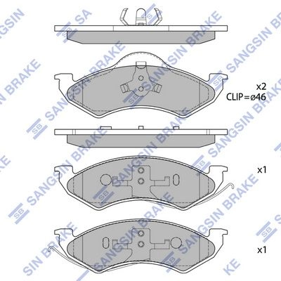 Тормозные колодки дисковые SANGSIN UW66 W SP1347 1439856319