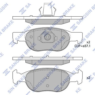 Тормозные колодки дисковые SANGSIN SP1739 1439856443 DL5E D изображение 0