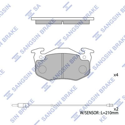 Тормозные колодки дисковые SANGSIN GC 938L SP1812 1439856472