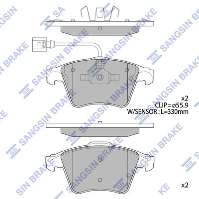 Тормозные колодки дисковые SANGSIN SP1977 6EAT 15 1439856559 изображение 0