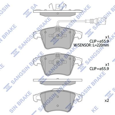 Тормозные колодки дисковые SANGSIN 1422790206 GU EOGF SP1979 изображение 0