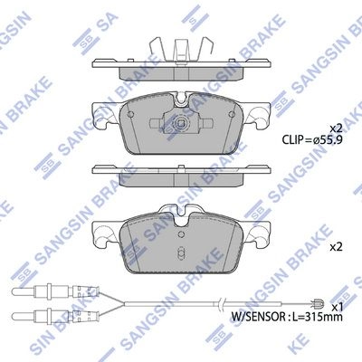 Тормозные колодки дисковые SANGSIN 2L YQNE 1439856734 SP4132 изображение 0