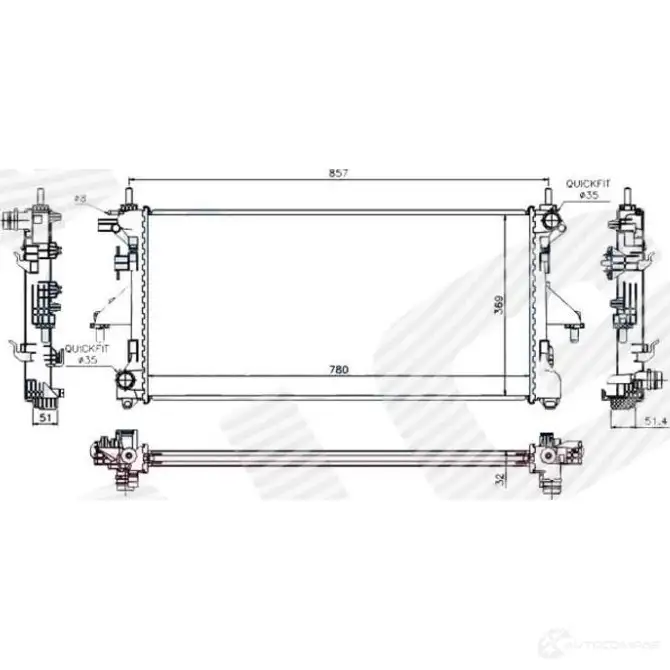 Радиатор охлаждения 2,2hdi/2,2jtd/2,3jtd/3,0hdi mt/at SIGNEDA RA63555Q 1438091309 982 PQ изображение 0