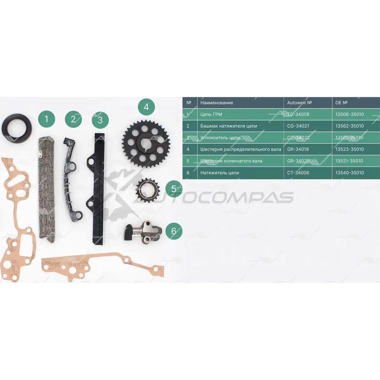 Комплект ГРМ AUTOWELT 6DBPZ 1 1441178912 TK-34001 изображение 0