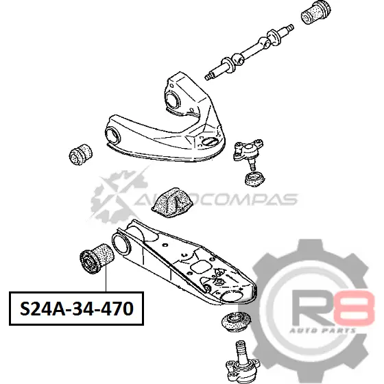 Сайлентблок переднего нижнего рычага R8 1441275469 R8S24A-34-470 ZX8 Z2 изображение 1