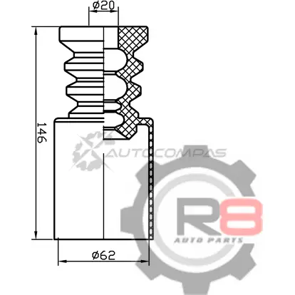 Пыльник переднего амортизатора (с отбойником) - 20 x 62 x 146 R8 1441275606 R8MR455020 X0AM6 K3 изображение 1
