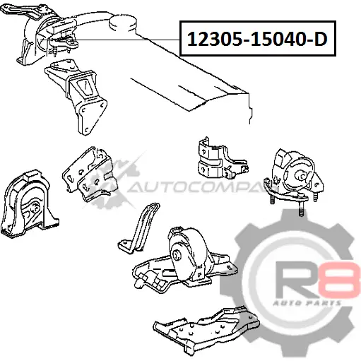 Подушка двигателя правая (картридж) - 4A, 5AFE R8 1441276076 34G VG6L R812305-15040-D изображение 1