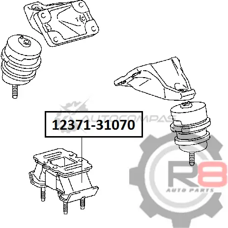 Подушка двигателя задняя - 2GRFSE, 3UZFE, 4GRFSE, 3GRFSE R8 7SMHVZ D 1441276157 R812371-31070 изображение 1