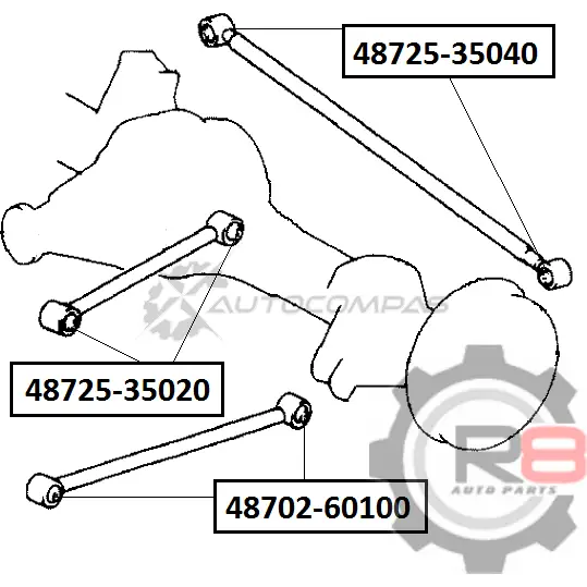 Сайлентблок заднего нижнего продольного рычага R8 X OZ4DHX 1441276523 R848702-60100 изображение 1