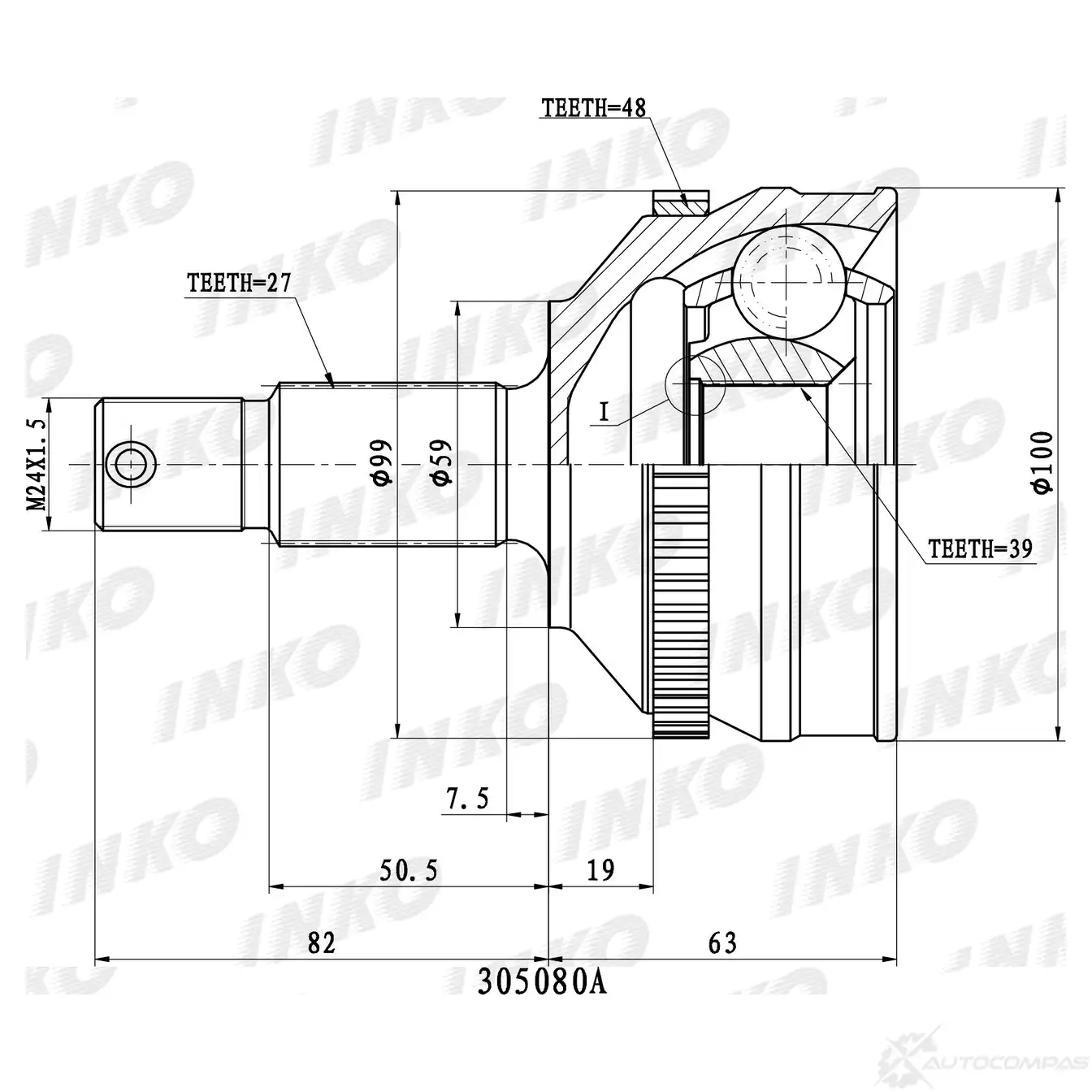 ШРУС внешний 27/39 ABS 48 | перед прав/лев | INKO 305080A 1439933251 CFWP3 U