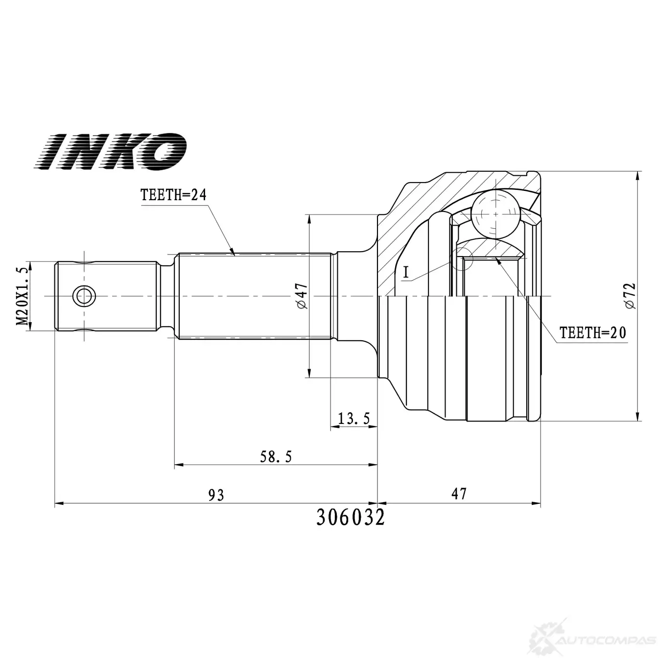 ШРУС внешний 24/20 | перед прав/лев | INKO OPMB N2T 306032 1439934015
