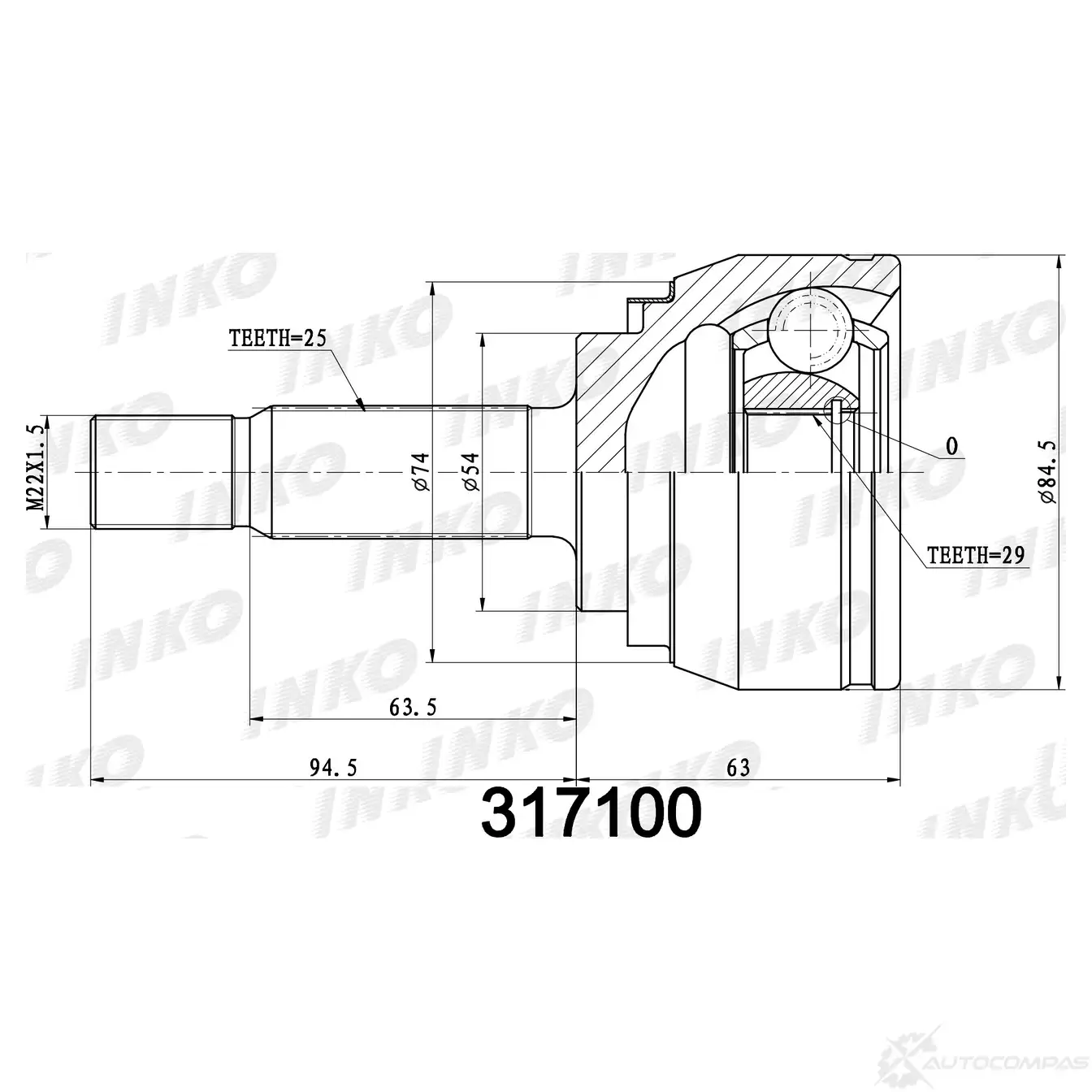 ШРУС наружный 25/29 | перед прав/лев | INKO SSO LM 1439932434 317100 изображение 0