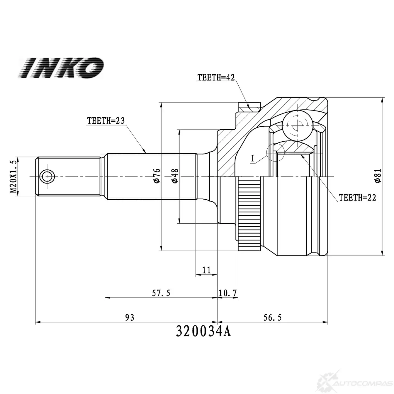 ШРУС внешний 23/22 ABS 42 | перед прав/лев | INKO 320034A WCFW OS3 1439932354