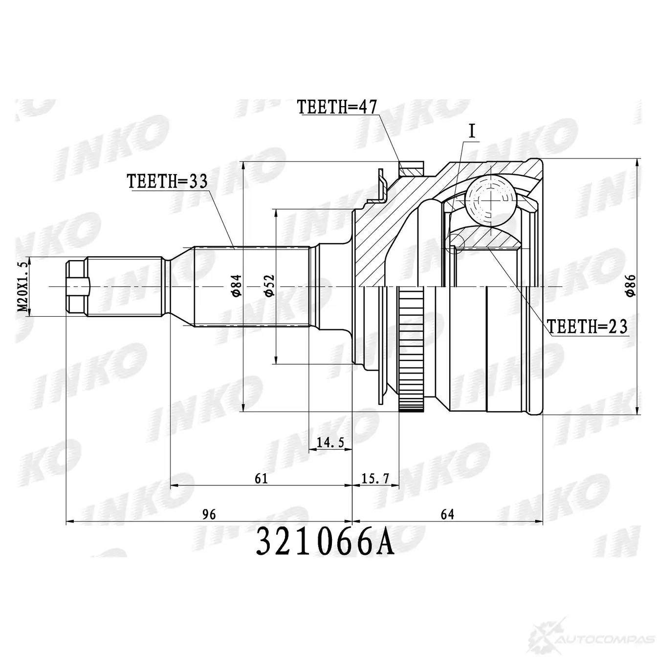 ШРУС внешний 33/23 ABS 47 | перед прав/лев | INKO 1439933079 PMAG F20 321066A изображение 0