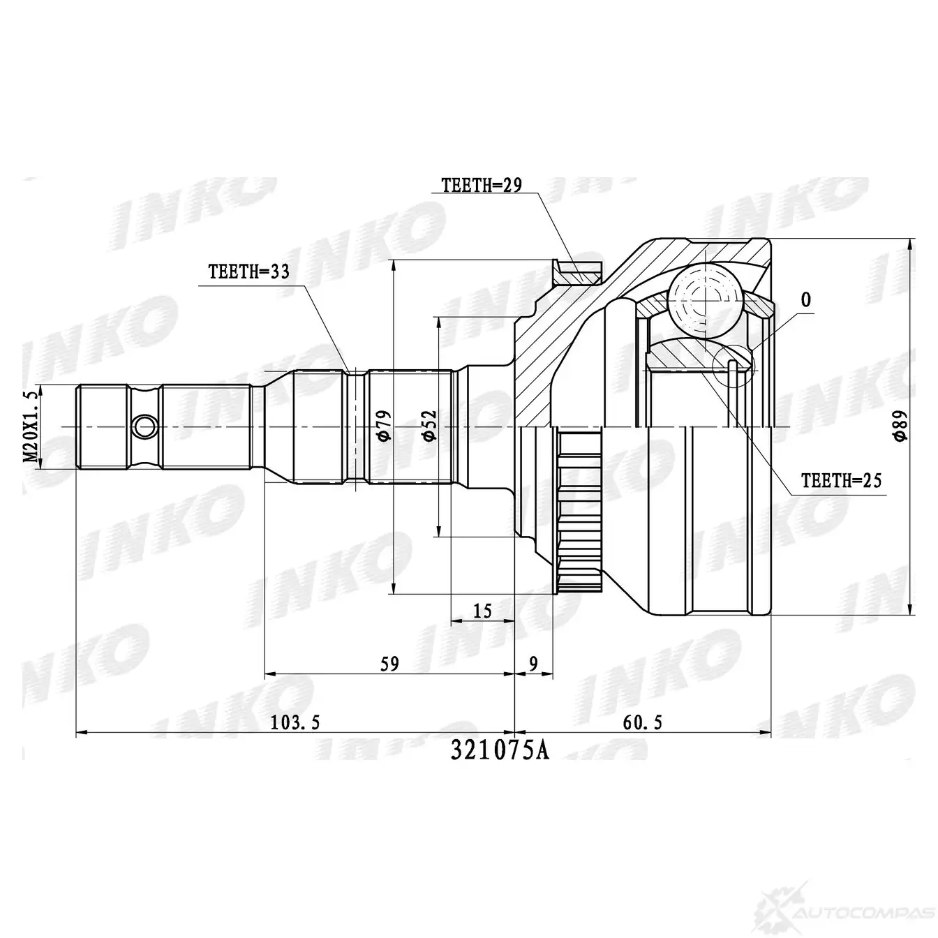 ШРУС внешний 33/25 ABS 29 | перед прав/лев | INKO 1439932174 321075A U HO54A