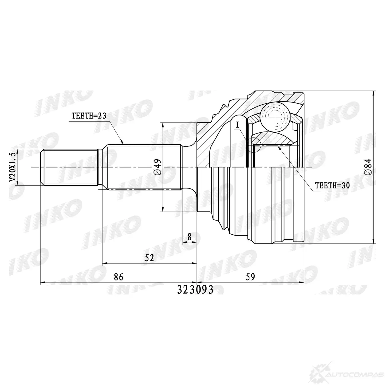 ШРУС внешний 23/30 | перед прав/лев | INKO 5T Z4L 323093 1439932119 изображение 0