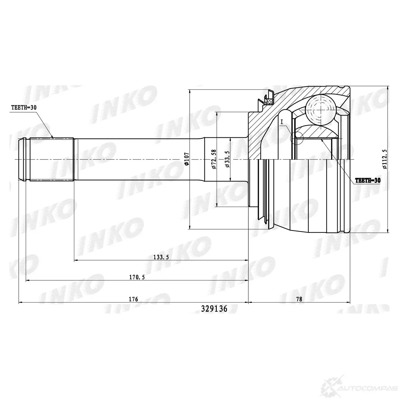 ШРУС внешний 30/30 | перед | INKO 329136 1439931868 GSA N9 изображение 0