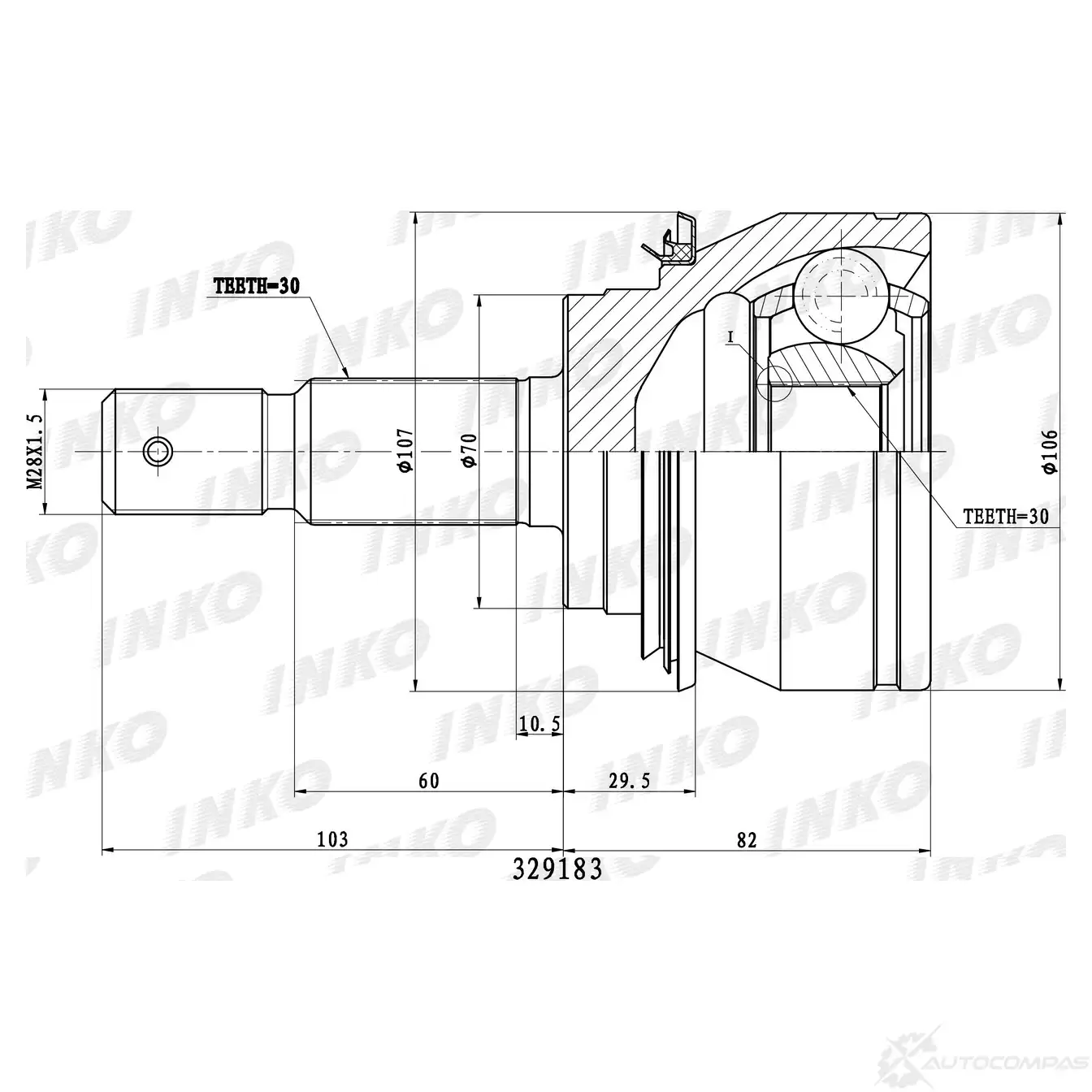 ШРУС внешний 30/30 | перед | INKO 329183 1439931884 H SUIX изображение 0