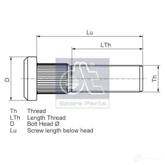 Шпилька колеса DIESEL TECHNIC 4047755020583 2P7 QM 265190 2677027 изображение 3