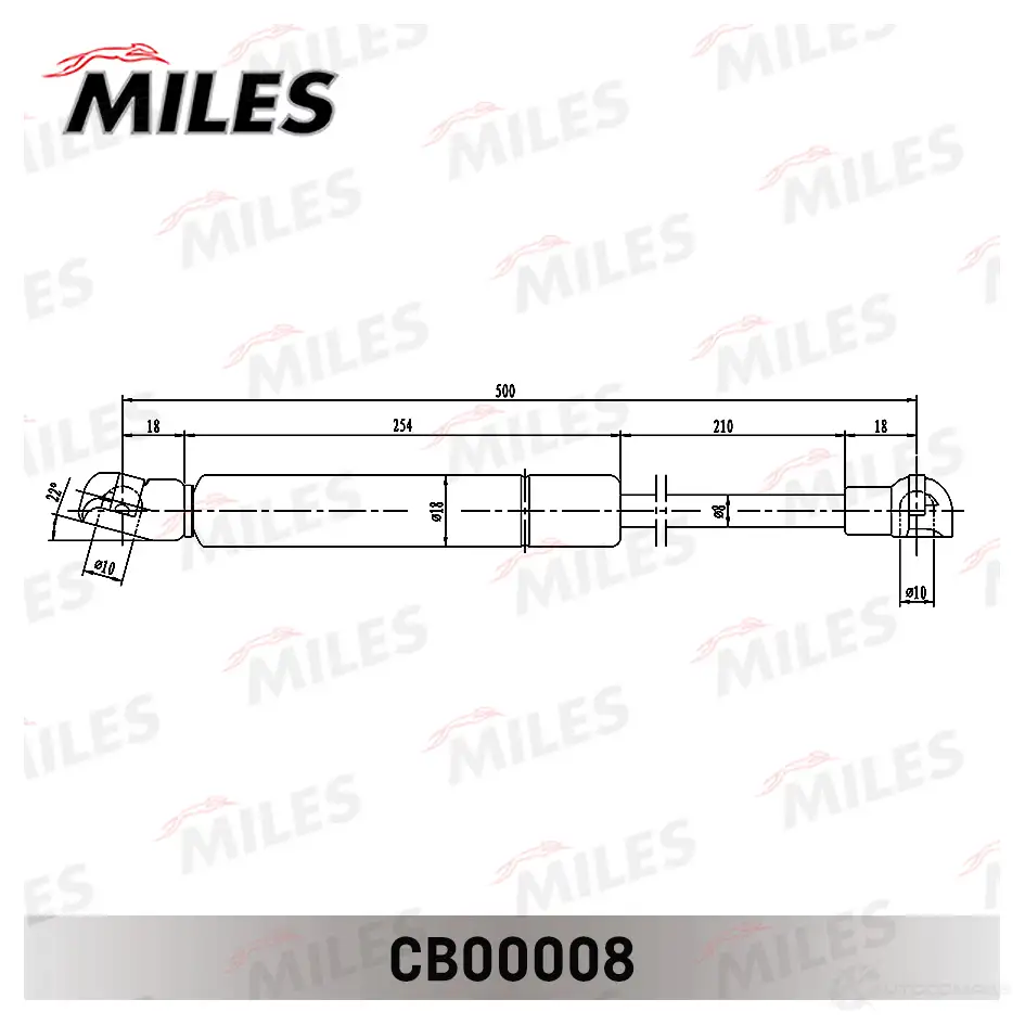 Амортизатор багажника MILES 1436966599 CB00008 D UT78 изображение 1