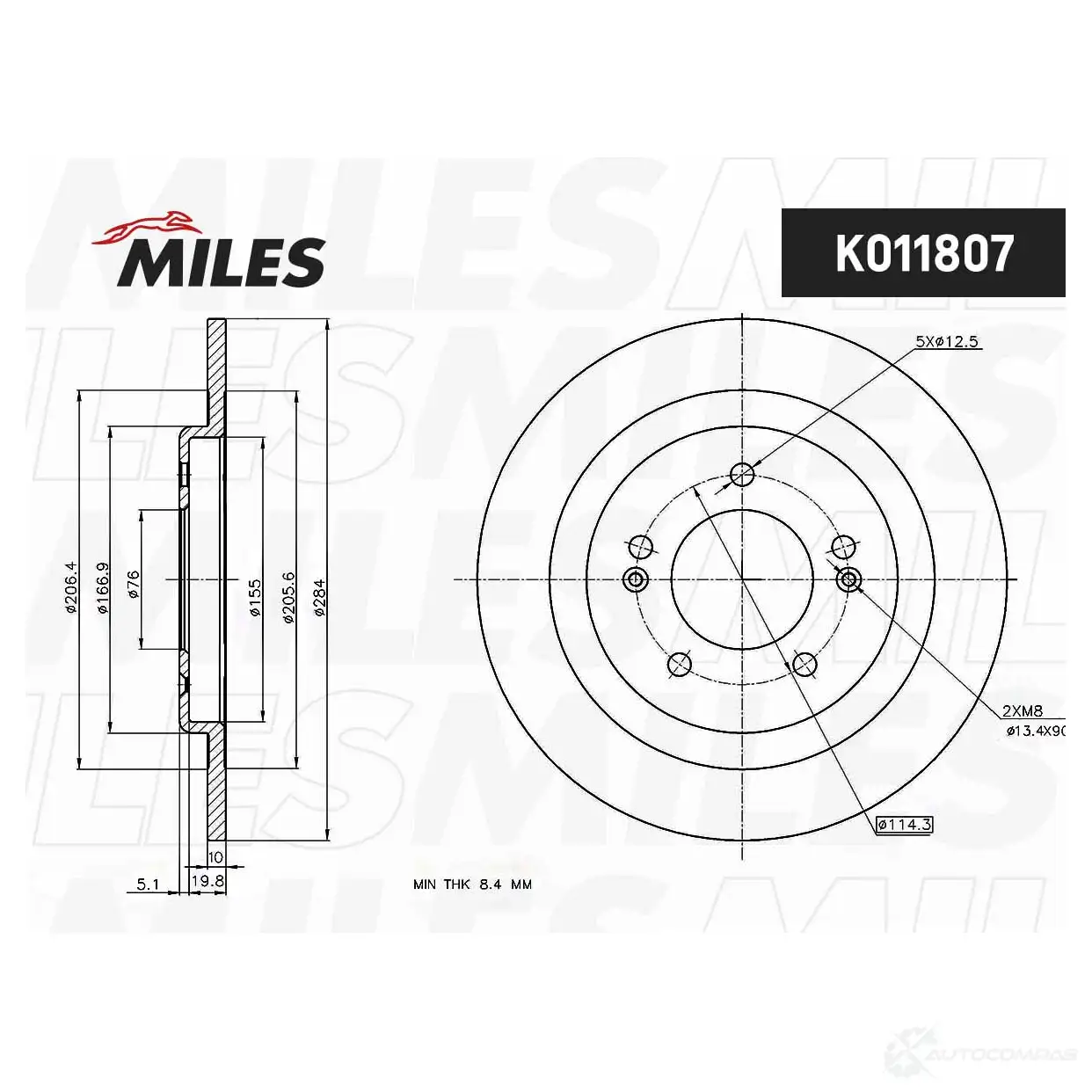 Тормозной диск MILES SCLE P K011807 1439937214