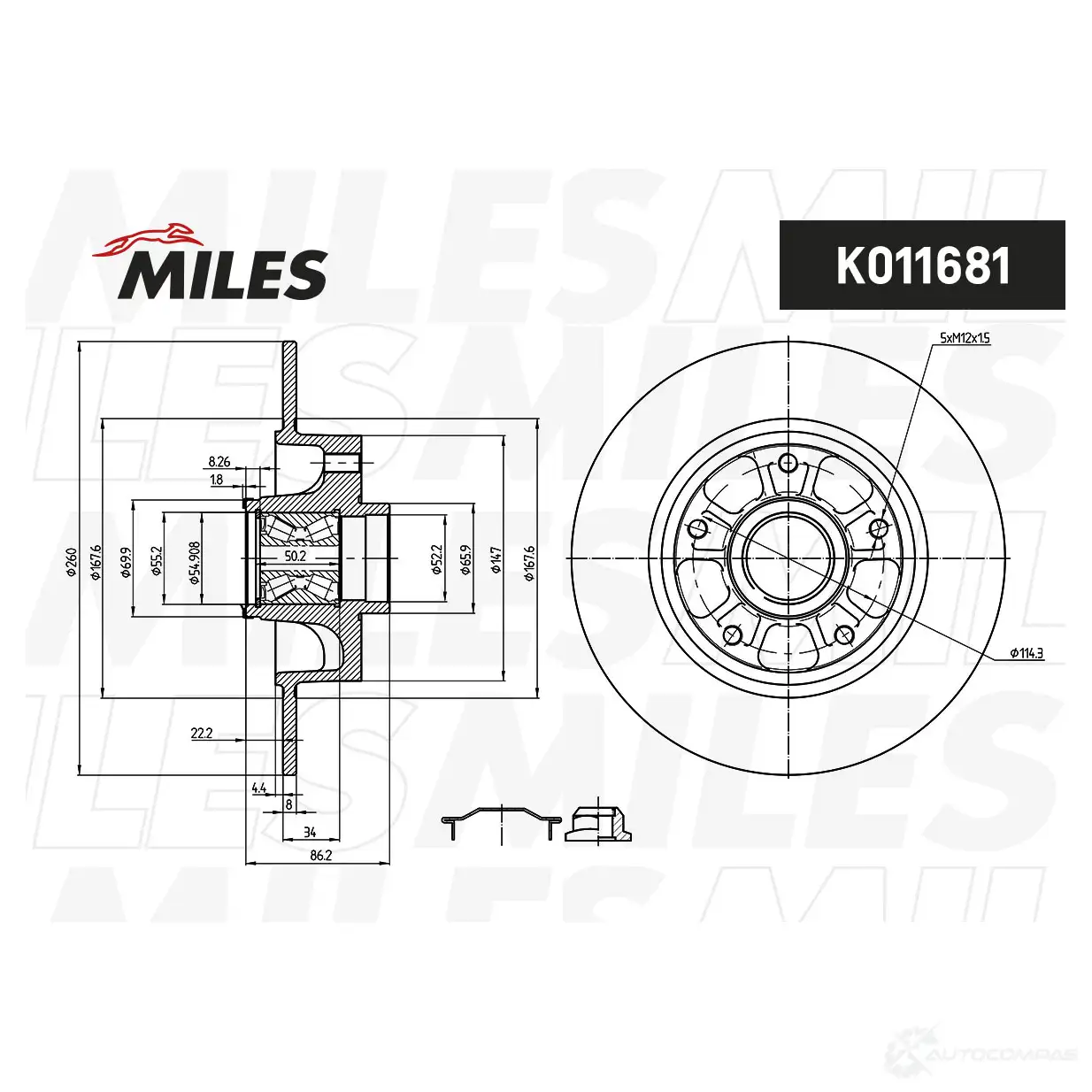 Тормозной диск MILES W7R SM5V 1420604618 K011681 изображение 0