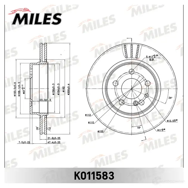 Тормозной диск MILES LV0V T6V 1420601093 K011583