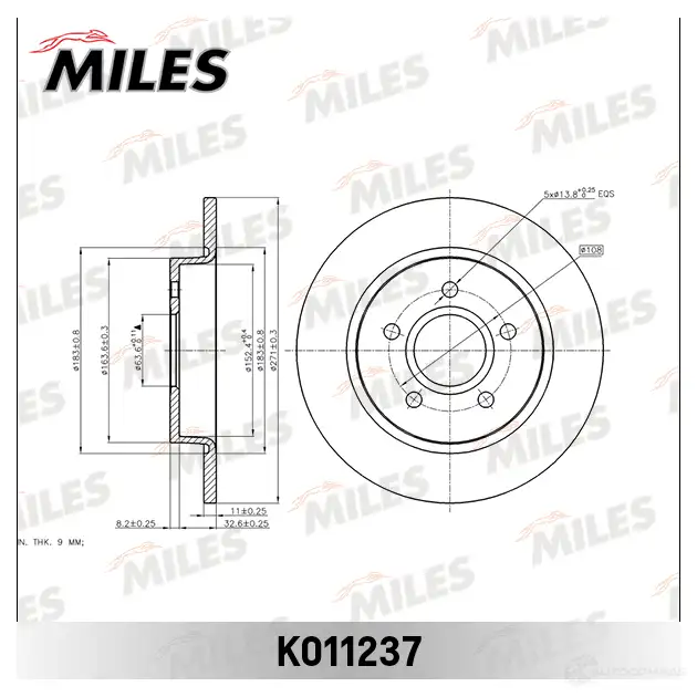 Тормозной диск MILES K011237 1420600923 LS RE3 изображение 0