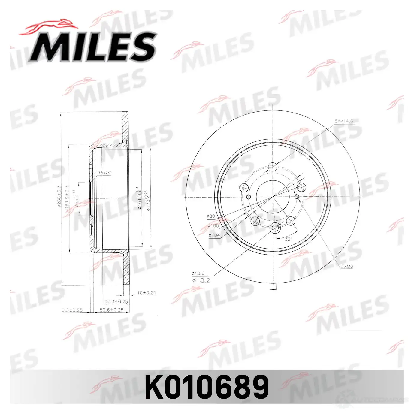 Тормозной диск MILES OT KHX 1420600870 K010689 изображение 0