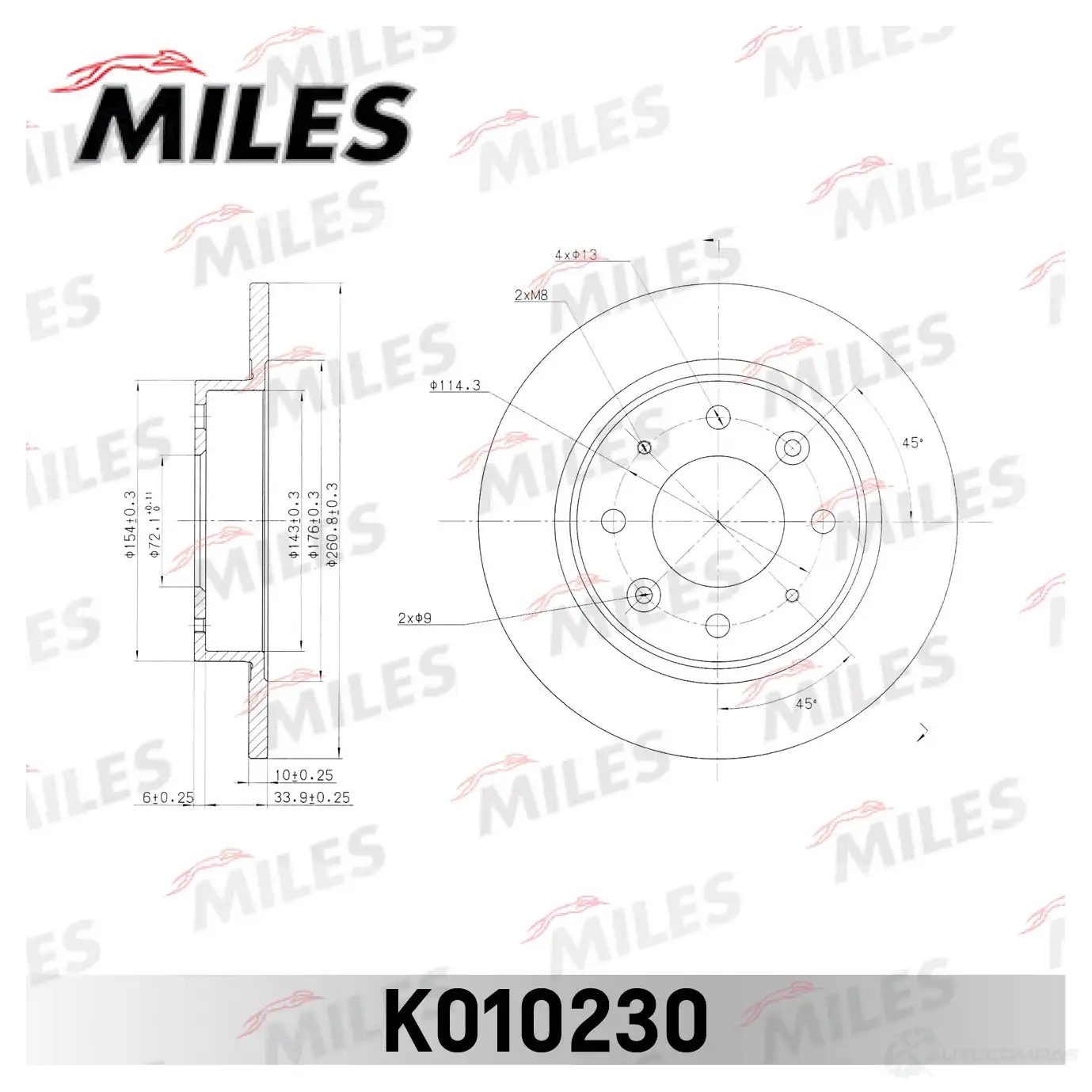 Тормозной диск MILES R5B JBI 1420599782 K010230 изображение 0
