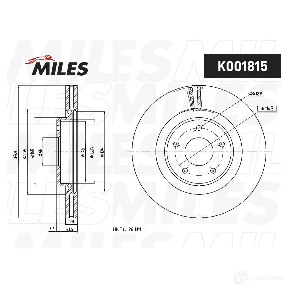 Тормозной диск MILES K001815 1439937225 MAMQL AP