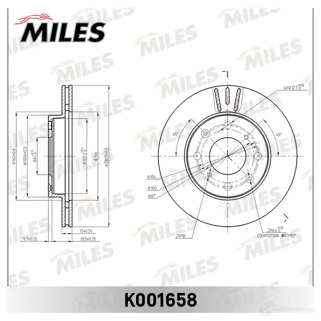 Тормозной диск MILES L FC10 K001658 1420604601 изображение 1