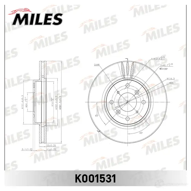 Тормозной диск MILES K001531 Y GP62 1420601513 изображение 0