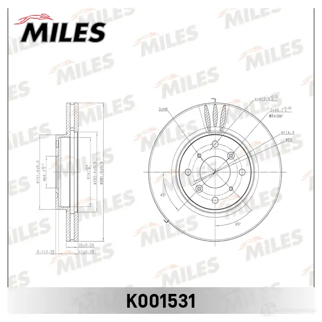 Тормозной диск MILES K001531 Y GP62 1420601513