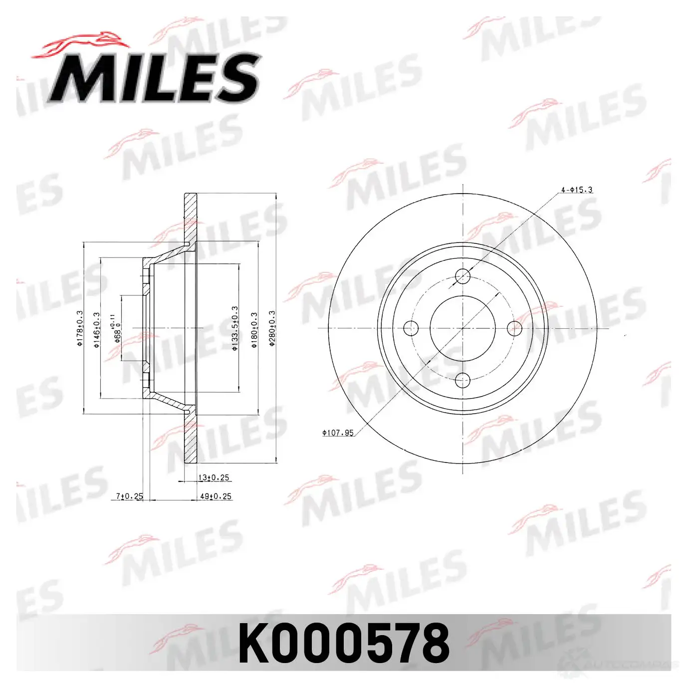 Тормозной диск MILES 1420600965 K000578 2YR Z9C